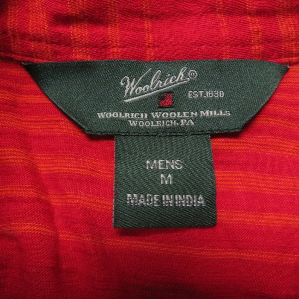 Woolrich Polo Shirt Mens Medium Red‎ Striped S/S - Picture 3 of 3